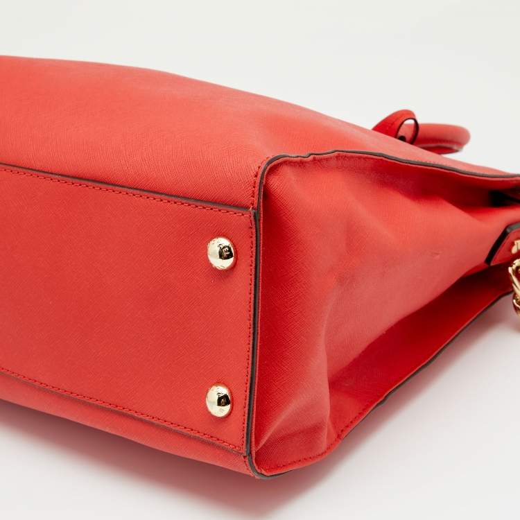 Pre Owned MICHAEL Michael Kors Red Leather Hamilton Tote