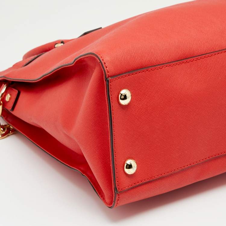 Pre Owned MICHAEL Michael Kors Red Leather Hamilton Tote