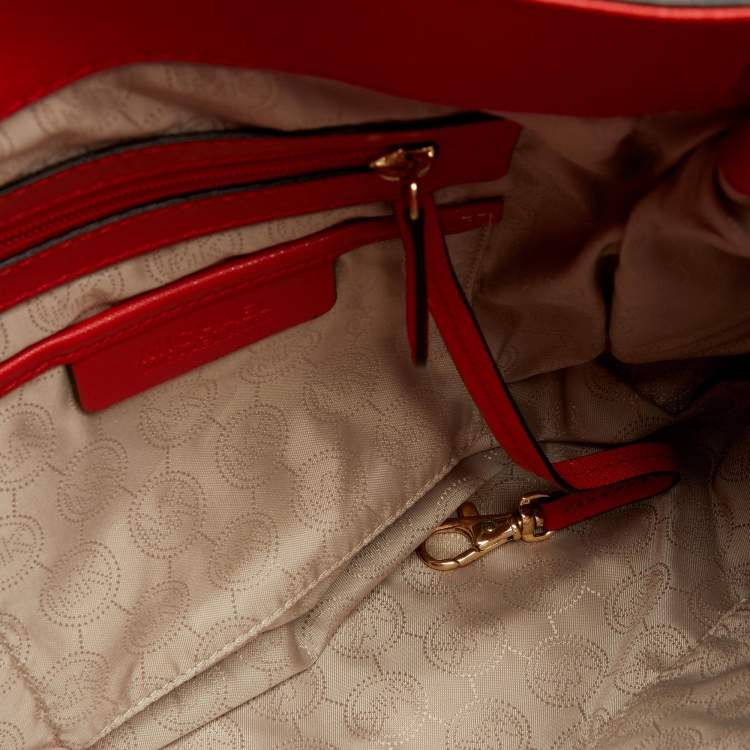 Pre Owned MICHAEL Michael Kors Red Leather Hamilton Tote
