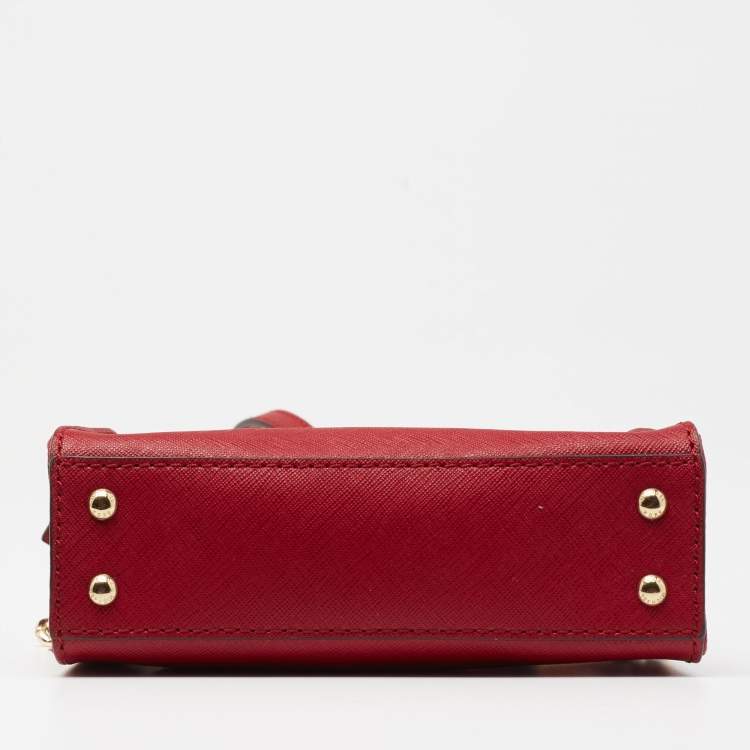 Pre Owned MICHAEL Michael Kors Red Leather Mini Hamilton Crossbody Bag