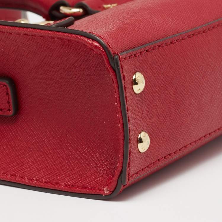 Pre Owned MICHAEL Michael Kors Red Leather Mini Hamilton Crossbody Bag