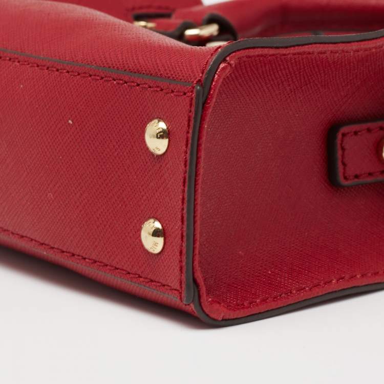 Pre Owned MICHAEL Michael Kors Red Leather Mini Hamilton Crossbody Bag