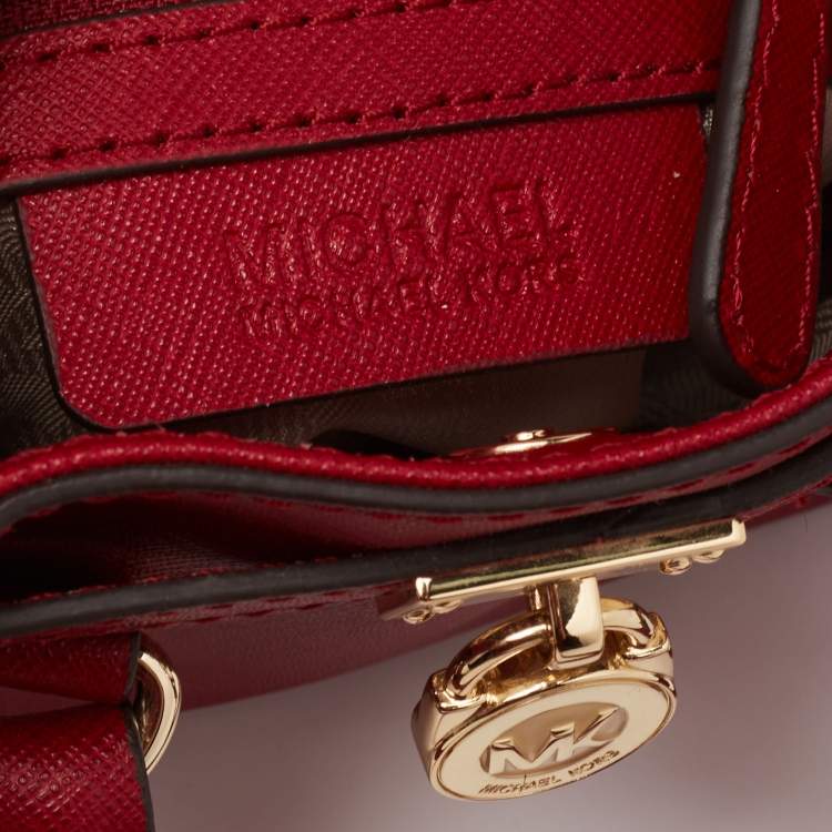 Pre Owned MICHAEL Michael Kors Red Leather Mini Hamilton Crossbody Bag