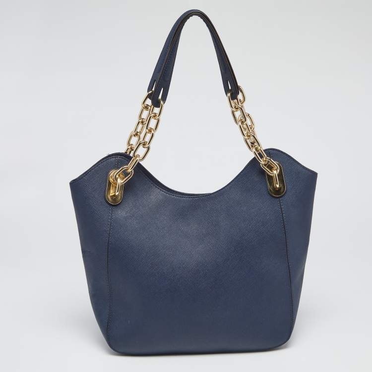Pre Owned MICHAEL Michael Kors Navy Blue Leather Lillie Hobo 