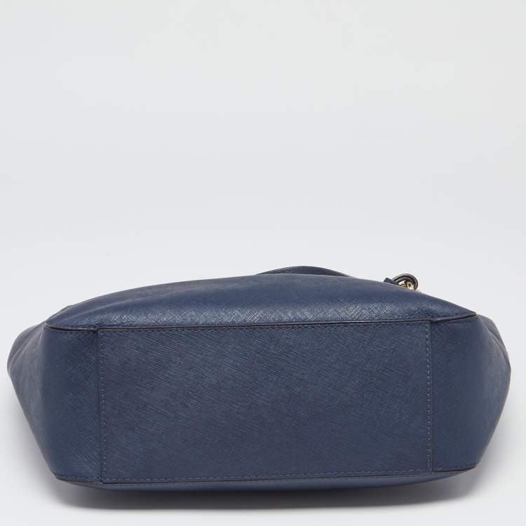Pre Owned MICHAEL Michael Kors Navy Blue Leather Lillie Hobo 