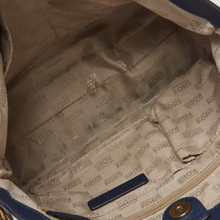 Pre Owned MICHAEL Michael Kors Navy Blue Leather Lillie Hobo 