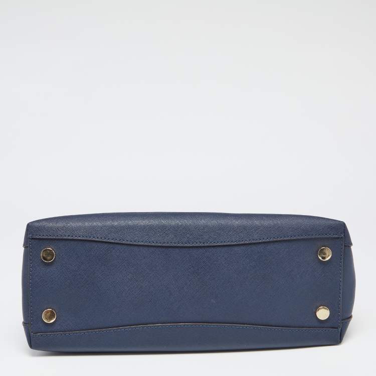 Pre Owned MICHAEL Michael Kors Navy Blue Leather Portia Top Handle Bag