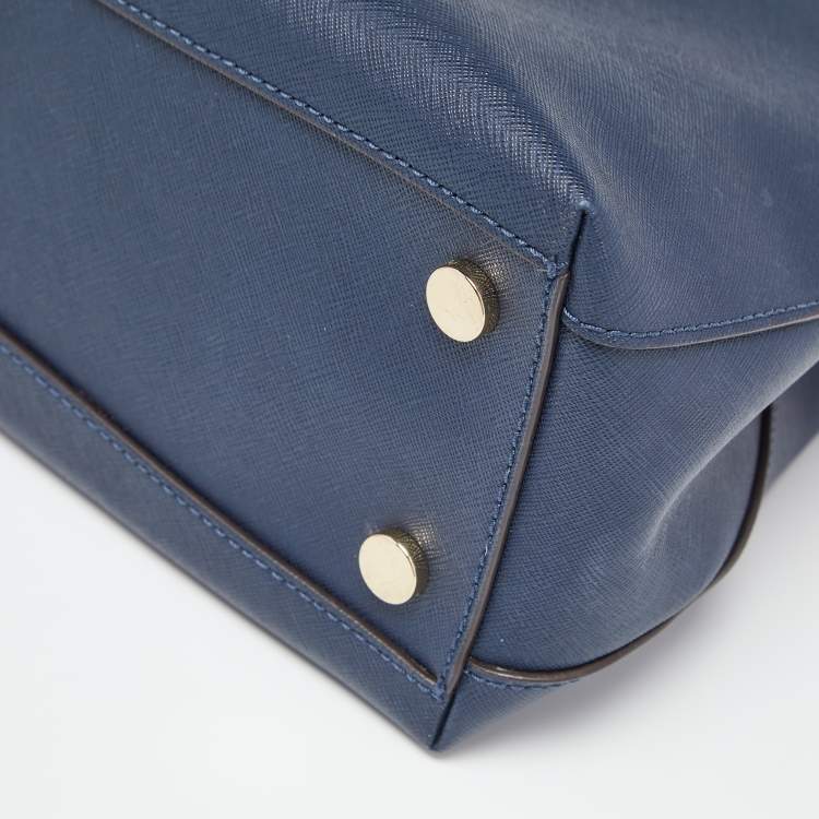 Pre Owned MICHAEL Michael Kors Navy Blue Leather Portia Top Handle Bag