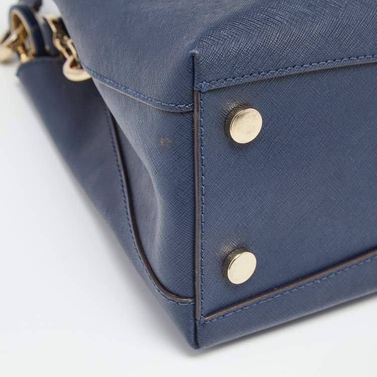 Pre Owned MICHAEL Michael Kors Navy Blue Leather Portia Top Handle Bag