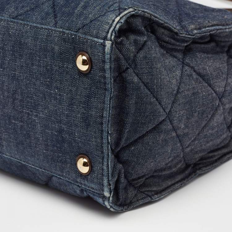 Pre Owned MICHAEL Michael Kors Blue Quilted Denim Large Hamilton North South Tote