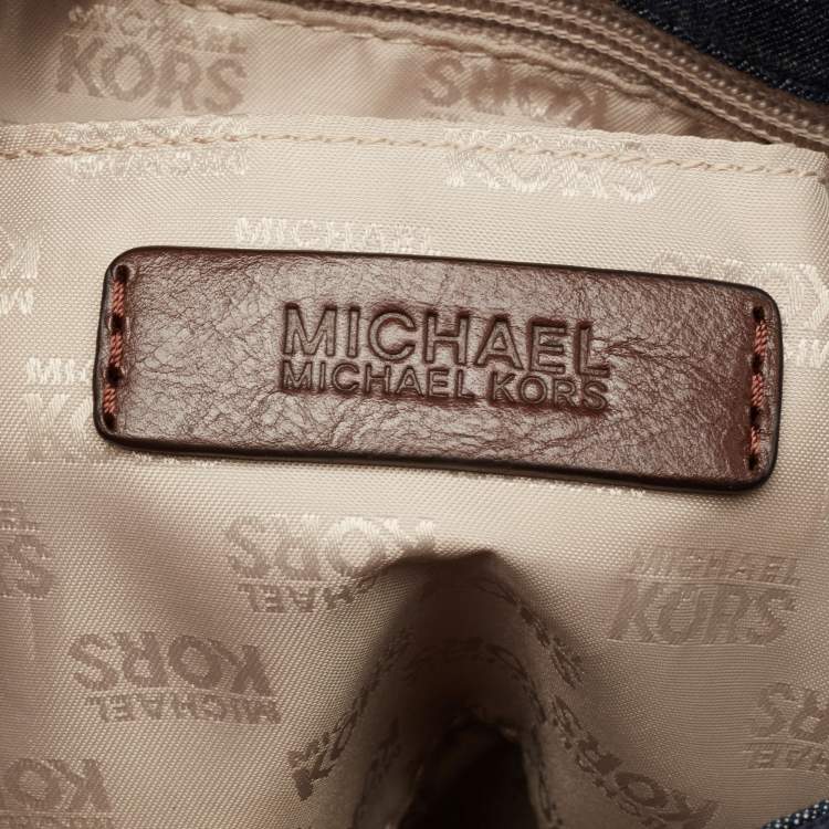Pre Owned MICHAEL Michael Kors Blue Quilted Denim Large Hamilton North South Tote