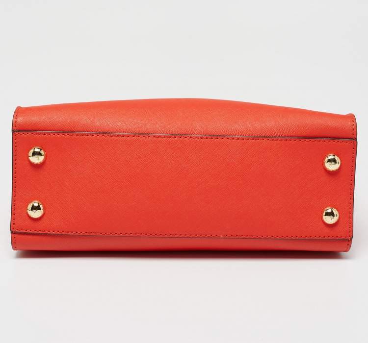 Pre Owned MICHAEL Michael Kors Orange Saffiano Leather Hamilton Tote
