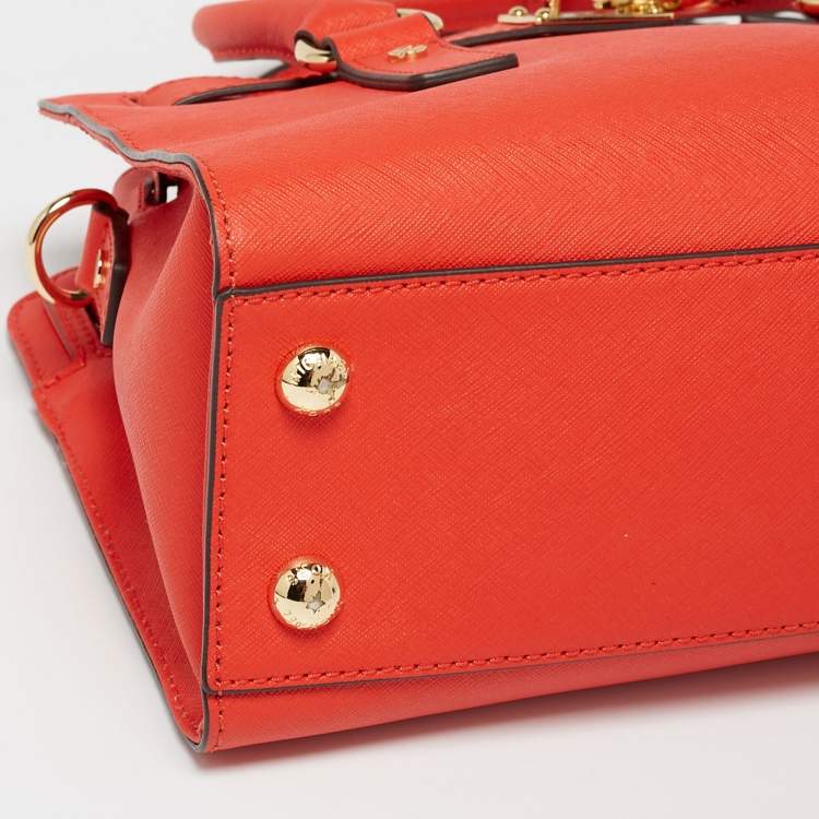 Pre Owned MICHAEL Michael Kors Orange Saffiano Leather Hamilton Tote