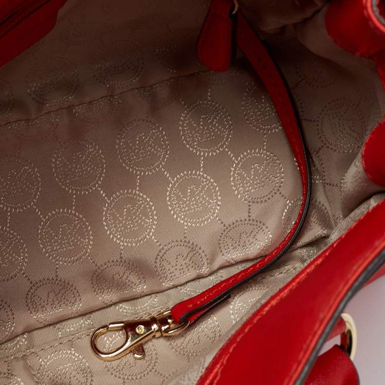 Pre Owned MICHAEL Michael Kors Orange Saffiano Leather Hamilton Tote