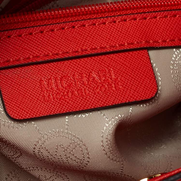 Pre Owned MICHAEL Michael Kors Orange Saffiano Leather Hamilton Tote