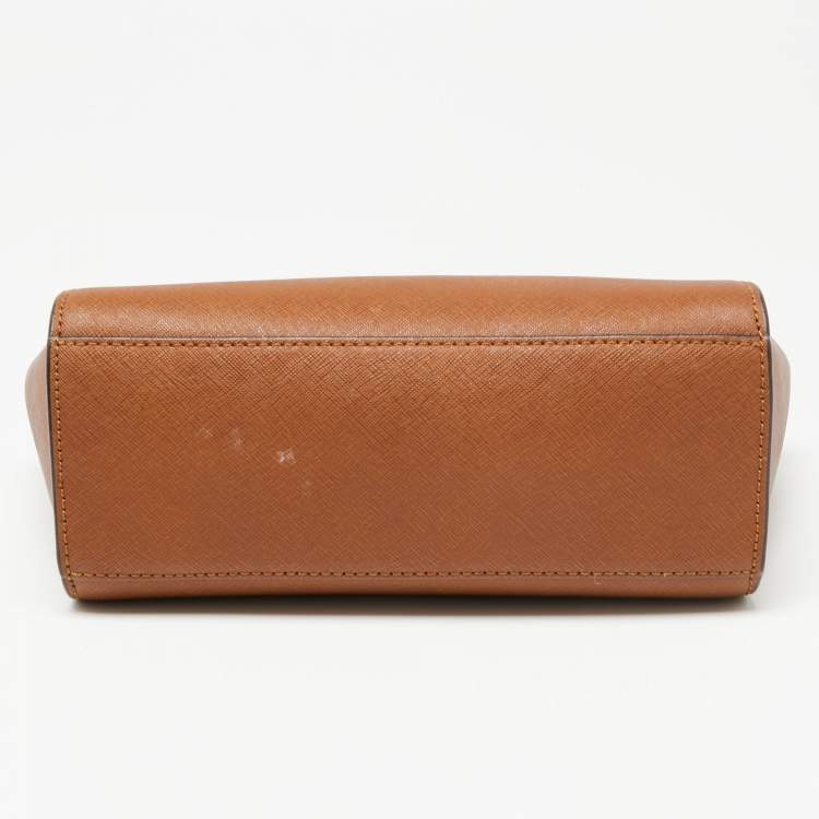Pre Owned MICHAEL Michael Kors Brown Saffiano Leather Small Selma Crossbody Bag