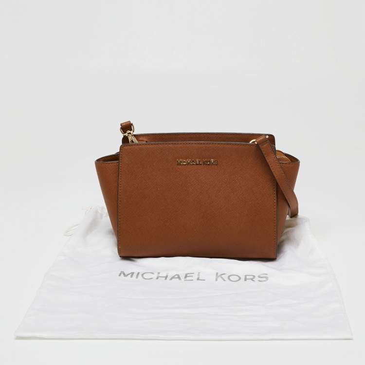 Pre Owned MICHAEL Michael Kors Brown Saffiano Leather Small Selma Crossbody Bag