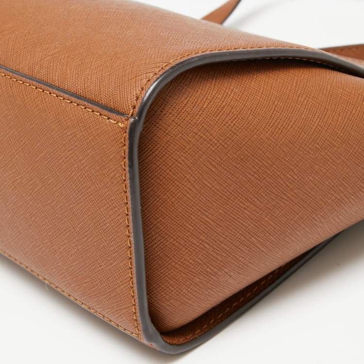 Pre Owned MICHAEL Michael Kors Brown Saffiano Leather Small Selma Crossbody Bag