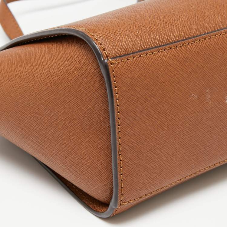 Pre Owned MICHAEL Michael Kors Brown Saffiano Leather Small Selma Crossbody Bag