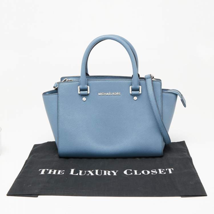 Pre Owned MICHAEL Michael Kors Blue Leather Medium Selma Satchel