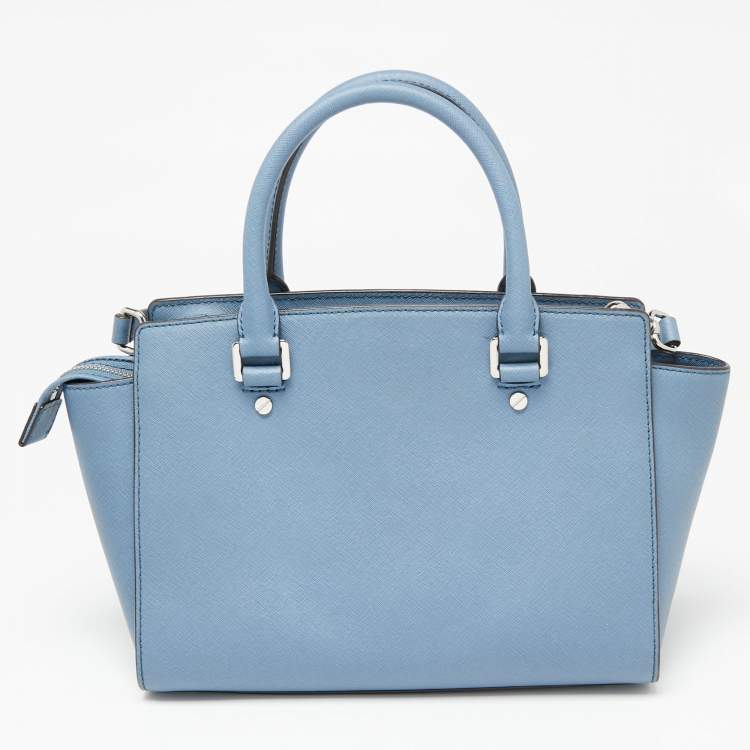 Pre Owned MICHAEL Michael Kors Blue Leather Medium Selma Satchel