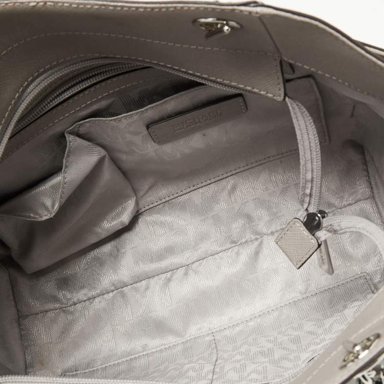 Pre Owned MICHAEL Michael Kors Grey Leather Jet Set Travel Chain Tote