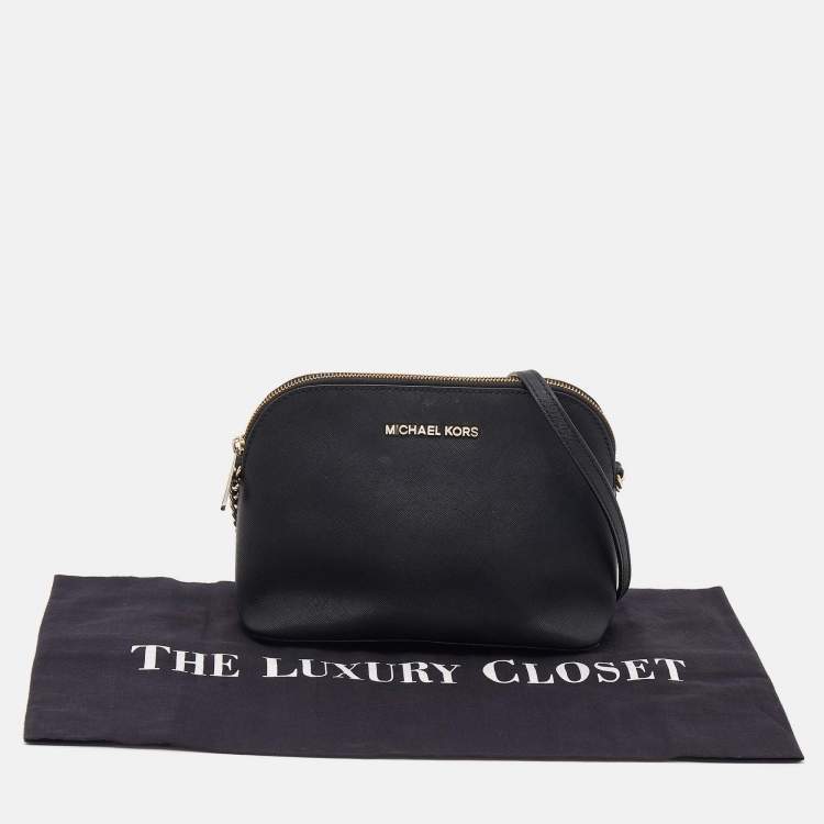 Pre Owned MICHAEL Michael Kors Black Leather Cindy Dome Crossbody Bag