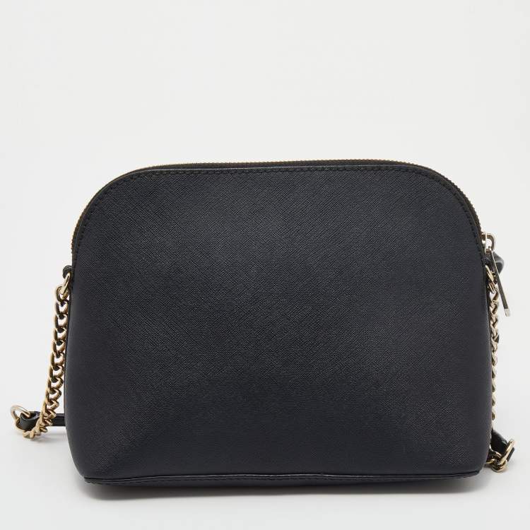 Pre Owned MICHAEL Michael Kors Black Leather Cindy Dome Crossbody Bag