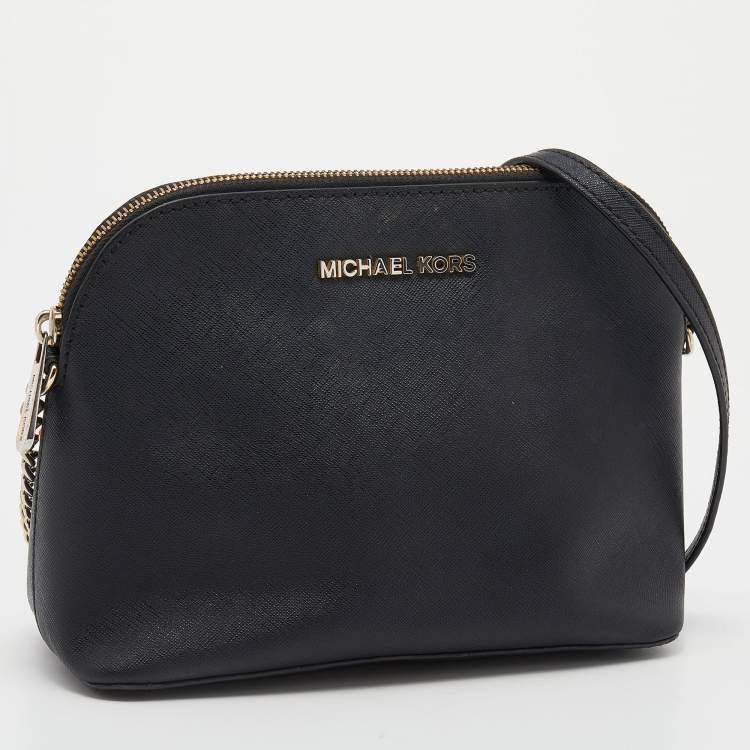 Pre Owned MICHAEL Michael Kors Black Leather Cindy Dome Crossbody Bag