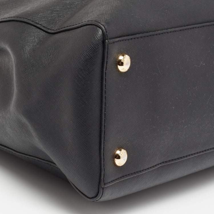 Pre Owned MICHAEL Michael Kors Black Leather Large Cynthia Tote
