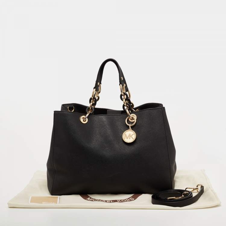 Pre Owned MICHAEL Michael Kors Black Leather Large Cynthia Tote