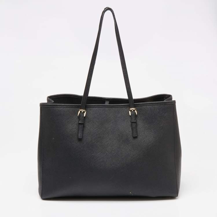 Pre Owned MICHAEL Michael Kors Black Saffiano Leather Jet Set Travel Tote