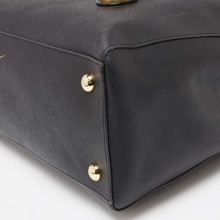 Pre Owned MICHAEL Michael Kors Black Saffiano Leather Jet Set Travel Tote