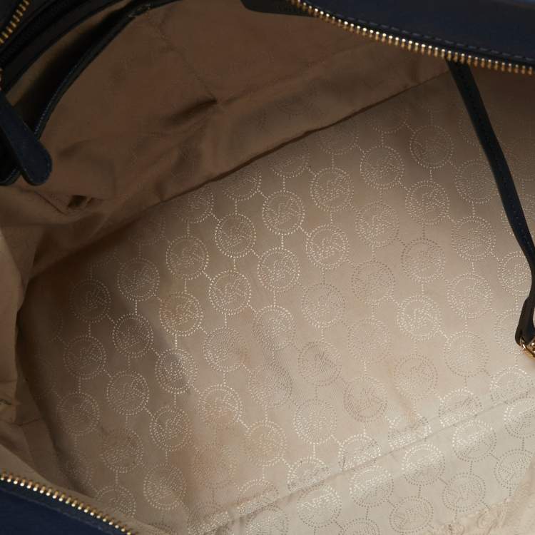 Pre Owned MICHAEL Michael Kors Blue Leather Medium Jet Set Travel Tote