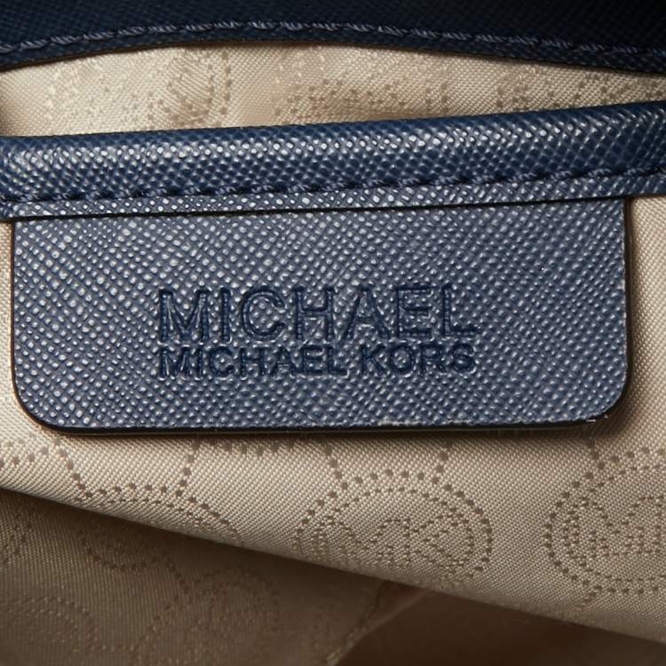 Pre Owned MICHAEL Michael Kors Blue Leather Medium Jet Set Travel Tote