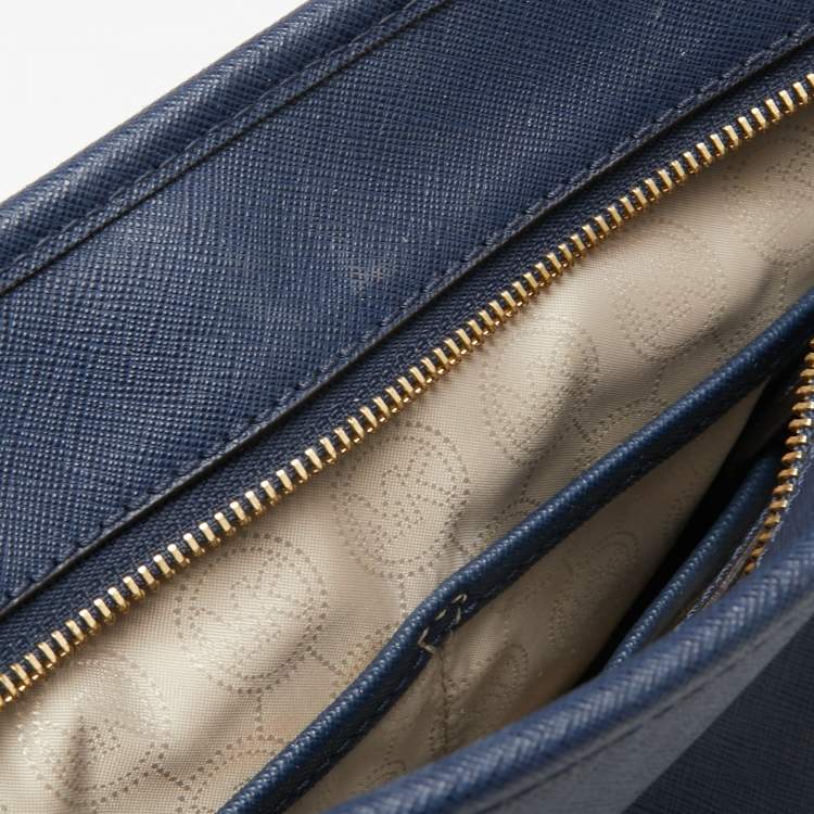 Pre Owned MICHAEL Michael Kors Blue Leather Medium Jet Set Travel Tote