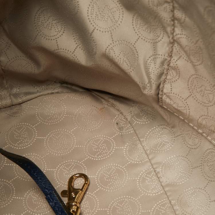 Pre Owned MICHAEL Michael Kors Blue Leather Medium Jet Set Travel Tote