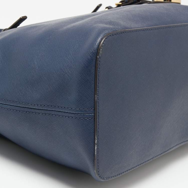 Pre Owned MICHAEL Michael Kors Blue Leather Medium Jet Set Travel Tote