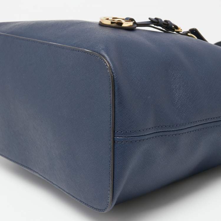 Pre Owned MICHAEL Michael Kors Blue Leather Medium Jet Set Travel Tote
