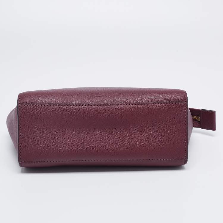 Pre Owned MICHAEL Michael Kors Burgundy Leather Medium Selma Crossbody Bag