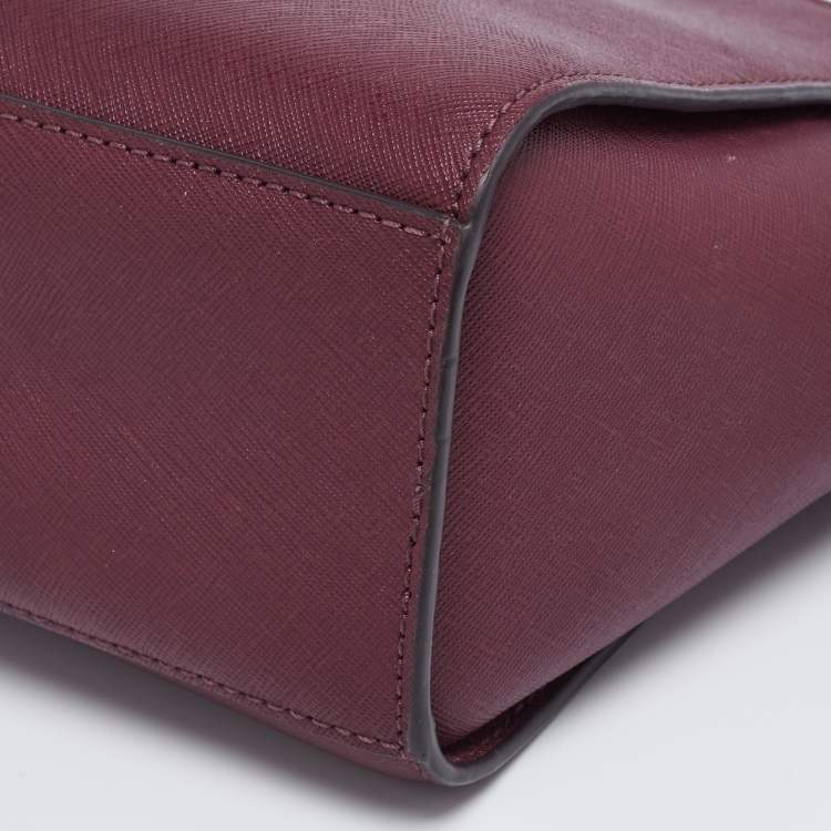 Pre Owned MICHAEL Michael Kors Burgundy Leather Medium Selma Crossbody Bag