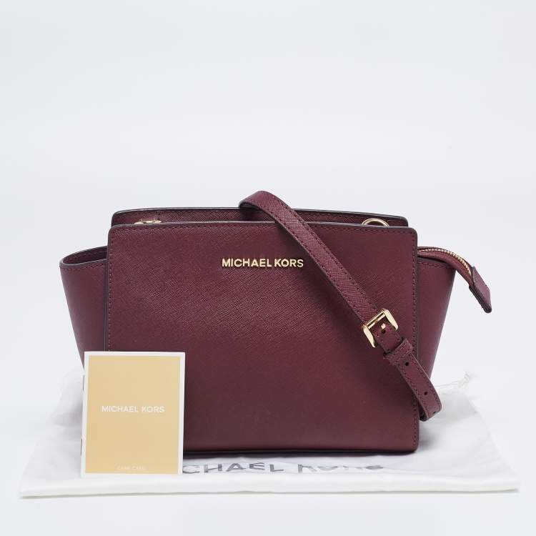 Pre Owned MICHAEL Michael Kors Burgundy Leather Medium Selma Crossbody Bag