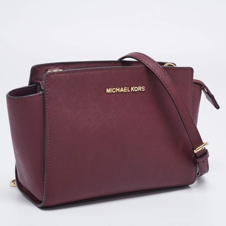 Pre Owned MICHAEL Michael Kors Burgundy Leather Medium Selma Crossbody Bag