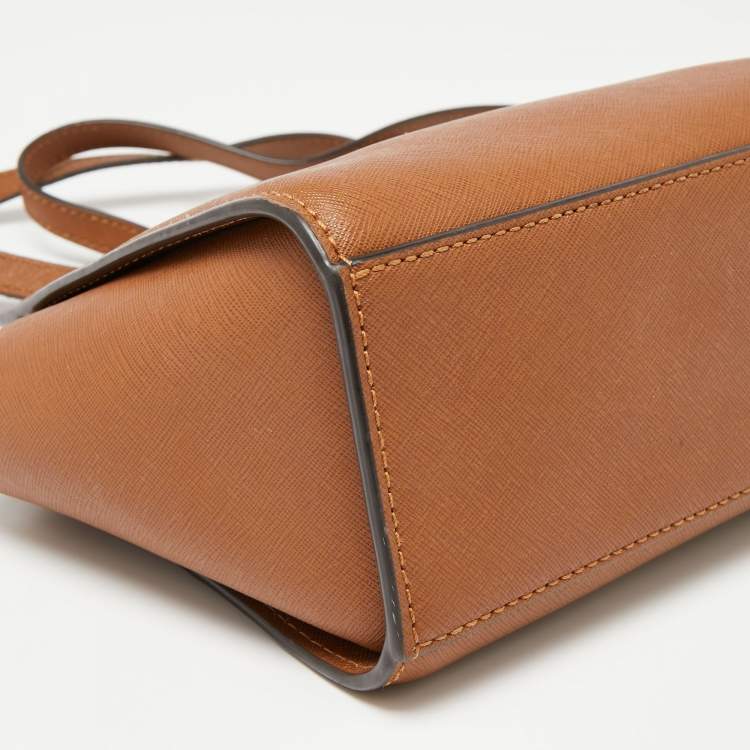 Pre Owned MICHAEL Michael Kors Brown Saffiano Leather Small Selma Crossbody Bag