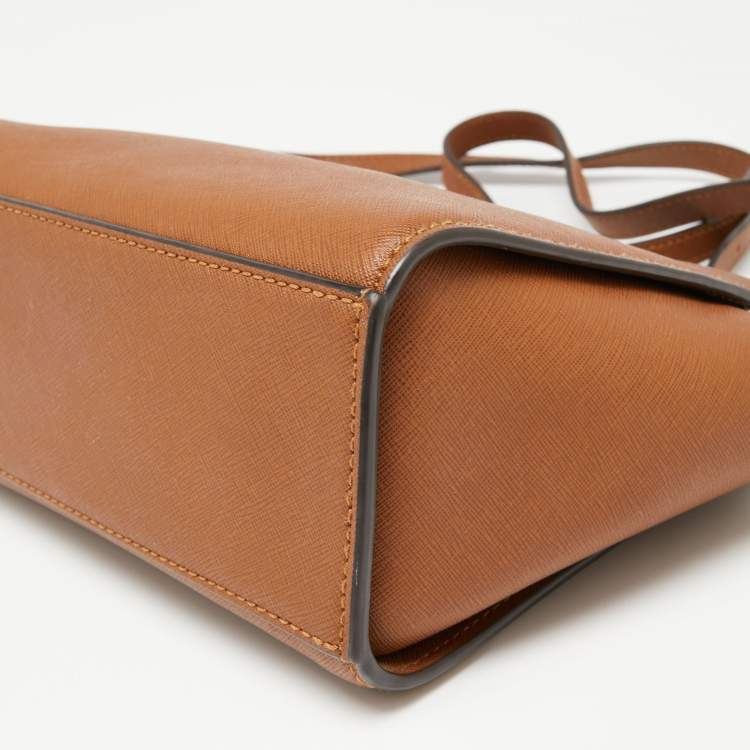 Pre Owned MICHAEL Michael Kors Brown Saffiano Leather Small Selma Crossbody Bag