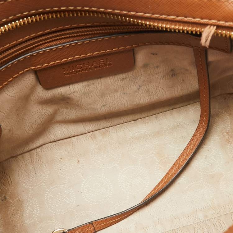 Pre Owned MICHAEL Michael Kors Brown Saffiano Leather Small Selma Crossbody Bag