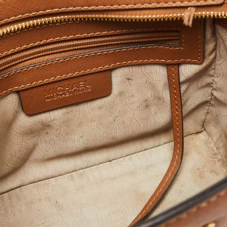 Pre Owned MICHAEL Michael Kors Brown Saffiano Leather Small Selma Crossbody Bag