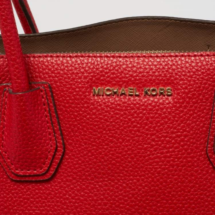 Pre Owned MICHAEL Michael Kors Red Leather Mercer Gallery Tote