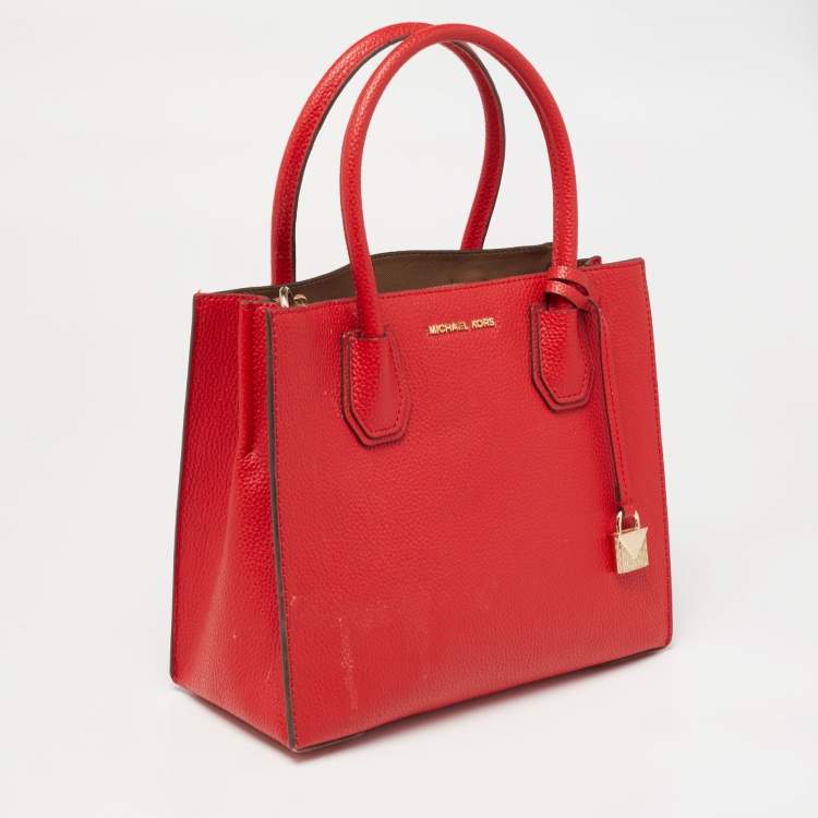 Pre Owned MICHAEL Michael Kors Red Leather Mercer Gallery Tote