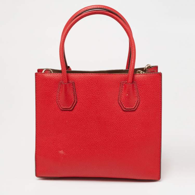 Pre Owned MICHAEL Michael Kors Red Leather Mercer Gallery Tote
